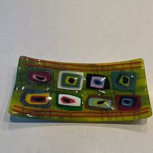 Fuse glass Colorful Rectangular Glass Dish